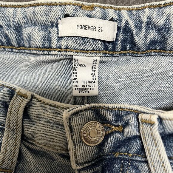 Forever 21 Torn Knee Denim Jeans Women's Size 24, Split Ankles, Distressed - Picture 3 of 5